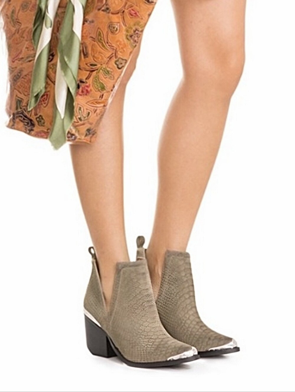 Jeffrey Campbell Cromwell Cut-Out Western Booties US 9 Snake Embossed Heeled